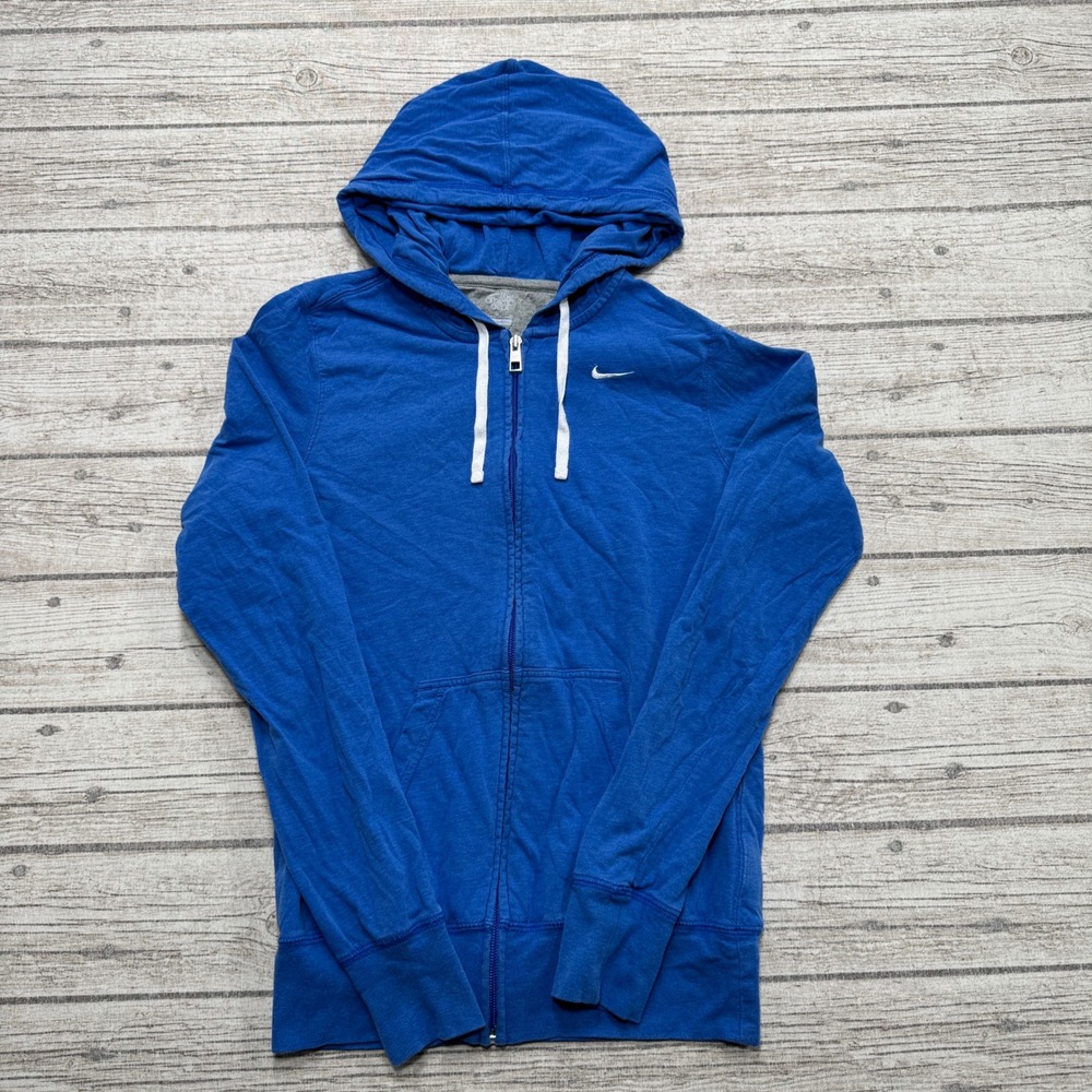 Nike Hoodie Men's Medium Blue Full Zip Athletic Dept Swoosh Lightweight Athletic